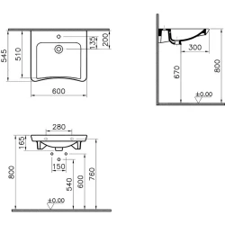 Vitra S20 60x55 Cm Özel İhtiyaç Lavabo - 5289B003-0001