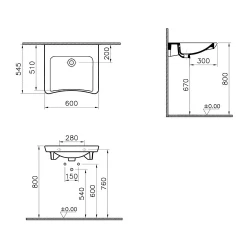 Vitra S20 60x55 Cm Özel İhtiyaç Lavabosu 5289B003-0012