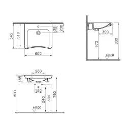 Vitra S20 60x55 Cm Özel İhtiyaç Lavabosu 5289B003-0041