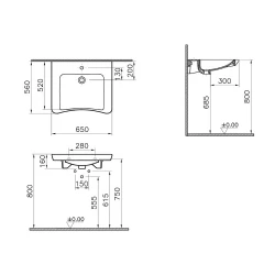 Vitra S20 65x56 Cm Özel İhtiyaç Lavabosu 5291B003-0041