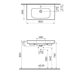 Vitra S20 85x46 Cm Etajerli Lavabo 5523B003-0001 Hemen Al