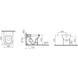 Vitra S20 Duvara Tam Dayalı Yerden Klozet - 5520L003-0088