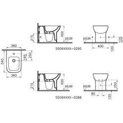 Vitra S20 Square 54 Cm Duvara Sıfır Yerden Bide 5509L003-0288