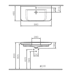 Vitra Sento 100x49 Cm Etajerli Lavabo 5948B003-0001 Hemen Al