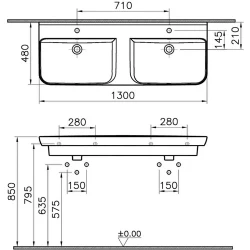 Vitra Sento 130x49 Cm Etajerli Lavabo 5949B003-0001 Hemen Al