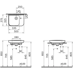 Vitra Sento 50x38 Cm Sağdan Çanak Lavabo 5945B003-0921