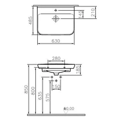 Vitra Sento 65x49 Cm Etajerli Lavabo 5946B003-0001