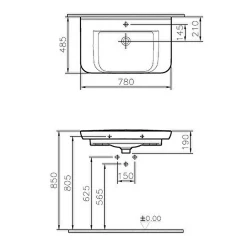 Vitra Sento 80x49 Cm Etajerli Lavabo 5947B003-0001