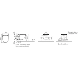 Vitra Sento Termostatik Entegre Musluklu Rim-ex Kanalsız Asma Klozet - 7748B003-7211