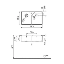 Vitra Stand On 80x49 Cm Çift Gözlü Eviye 5774B003-0001 Hemen Al