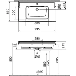 Vitra Valarte 100x53 Cm Etajerli Lavabo - 7803B403-0001 Hemen Al