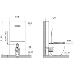 Vitra Vitrus 3-6 L Yerden Duvara Sıfır Klozetler İçin Duvar Önü Siyah Cam Rezervuar - 870-1761-01