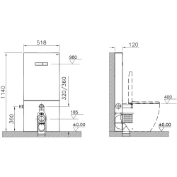 Vitra Vitrus 3-6 L Yerden Duvara Sıfır Klozetler İçin Stop Valfli Duvar Önü Beyaz Cam Rezervuar - 870-1770-01