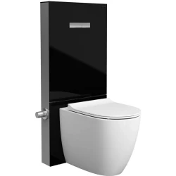 Vitra Vitrus 3-6 L Yerden Duvara Sıfır Klozetler İçin Stop Valfli Duvar Önü Siyah Cam Rezervuar - 870-1771-01