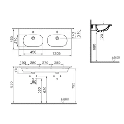 Vitra Zentrum 120x46 Cm Etajerli Lavabo 7795B003-0001 Hemen Al