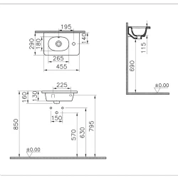 Vitra Zentrum 45x28 Cm Etajerli Lavabo 7789B003-0029