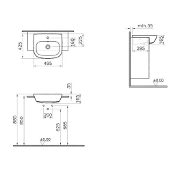 Vitra Zentrum 50x43 Cm Yarım Tezgah Lavabo 5635B003-0001