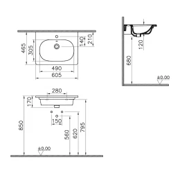 Vitra Zentrum 60x46 Cm Etajerli Lavabo 7791B003-0001 Hemen Al