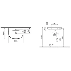 Vitra Zentrum 60x48 Cm Lavabo 7276L003-0001 Hemen Al