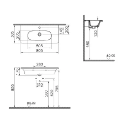 Vitra Zentrum 80x38 Cm Etajerli Lavabo 7792B003-0001