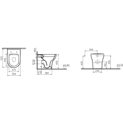 Vitra Zentrum SmoothFlush Duvara Tam Dayalı Yerden Klozet - 7785L003-0090