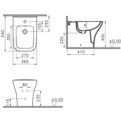 Vitra Zentrum Square 54 Cm Yerden Bide 7492L003-0288