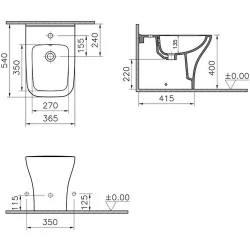 Vitra Zentrum Square 54 Cm Yerden Bide 7492L003-0290