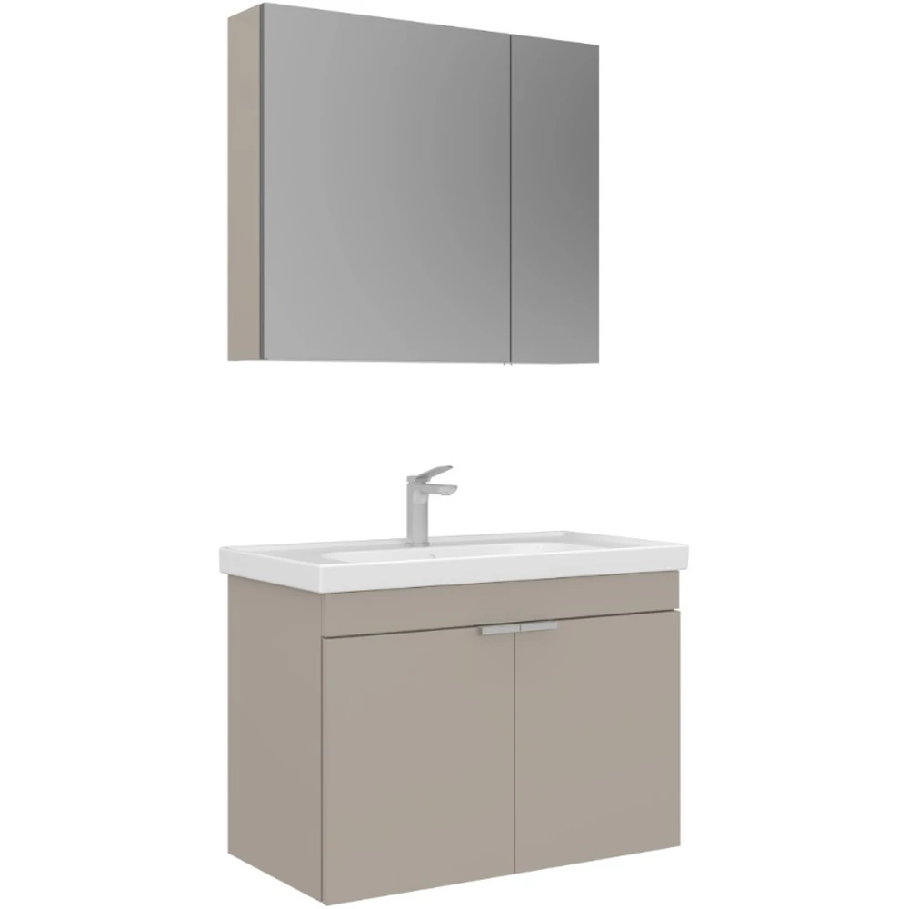 Orka Desna 80 Cm Mat Bej Banyo Dolabı Takımı - 5008569