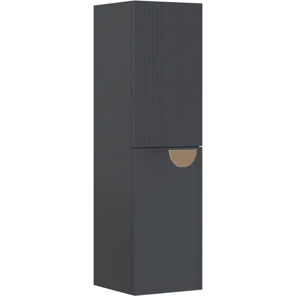 Orka Molino 40 Cm Sol Mat Antrasit Boy Dolabı (Altın Kulp)
