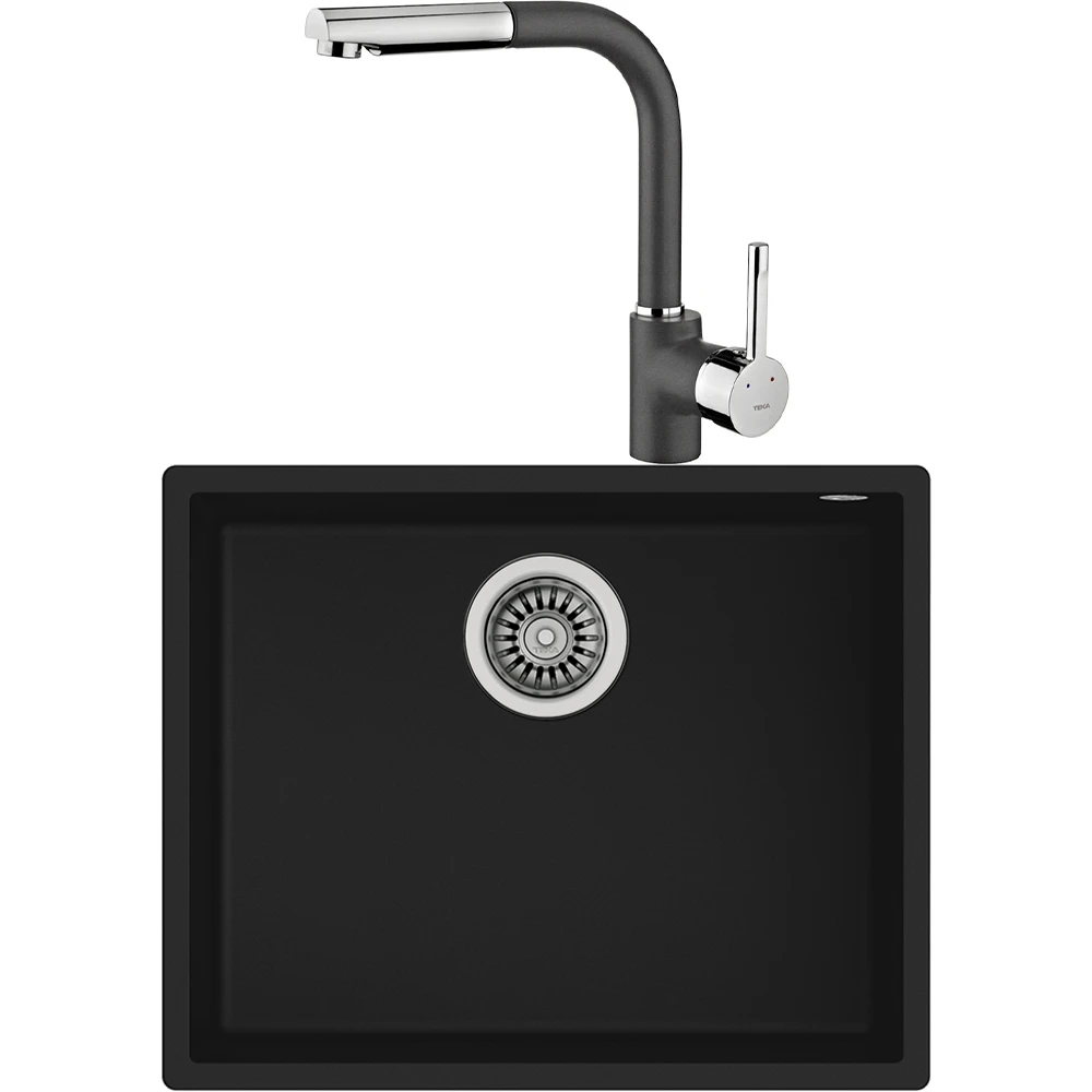 Teka Square 50.40 TG Tezgahaltı Tegranite Eviye + ARK 938 Armatür Seti (Siyah)