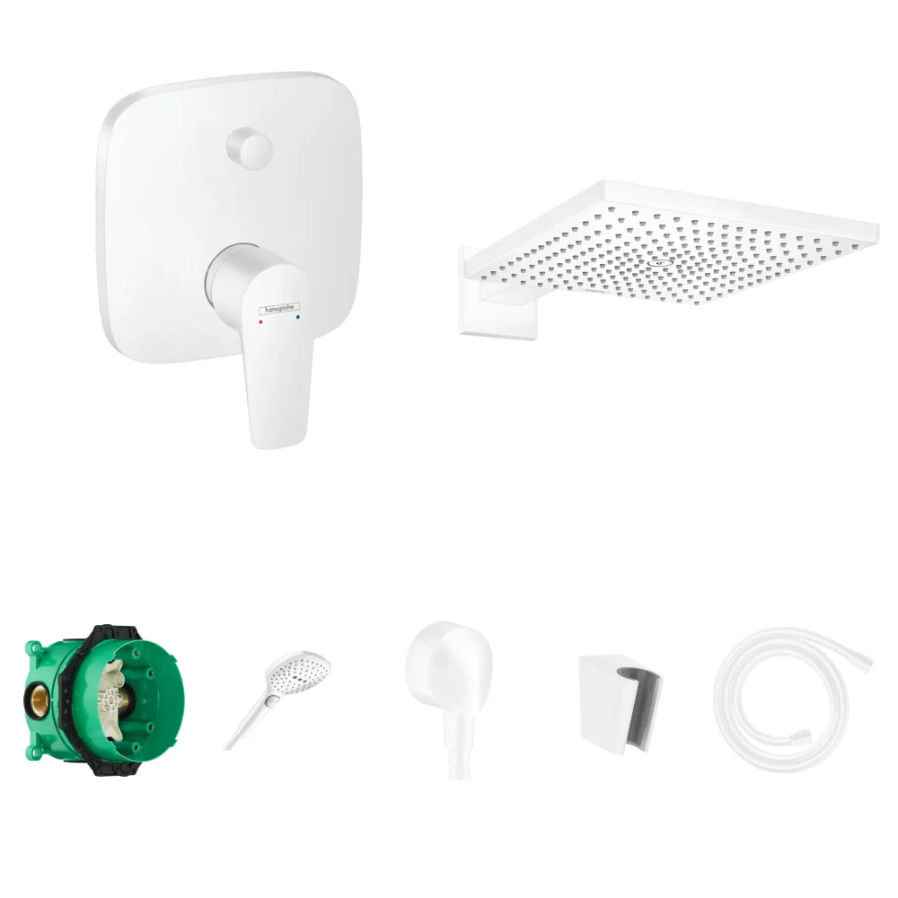 Hansgrohe Talis E Mat Beyaz 2 Çıkış Ankastre Duş Seti - Raindance E 300