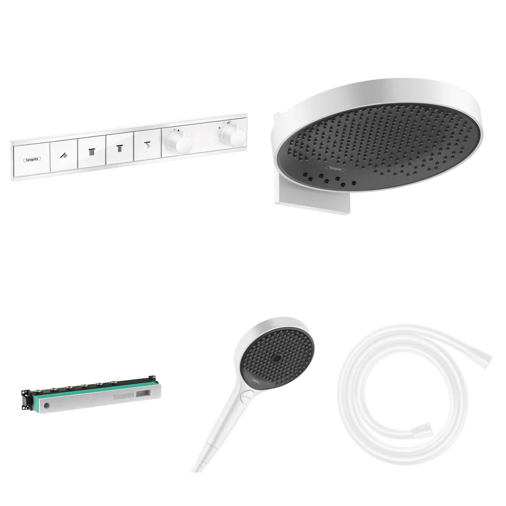 Hansgrohe RainSelect Mat Beyaz 4 Çıkış Ankastre Duş Seti - Rainfinity 360 3jet