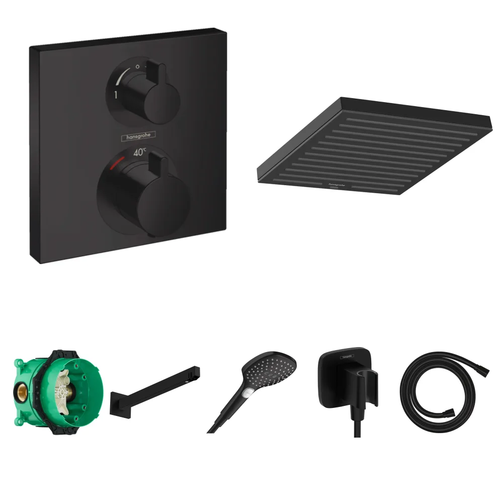 Hansgrohe Ecostat Square Mat Siyah 2 Çıkış Ankastre Duş Seti - Pulsify E 260
