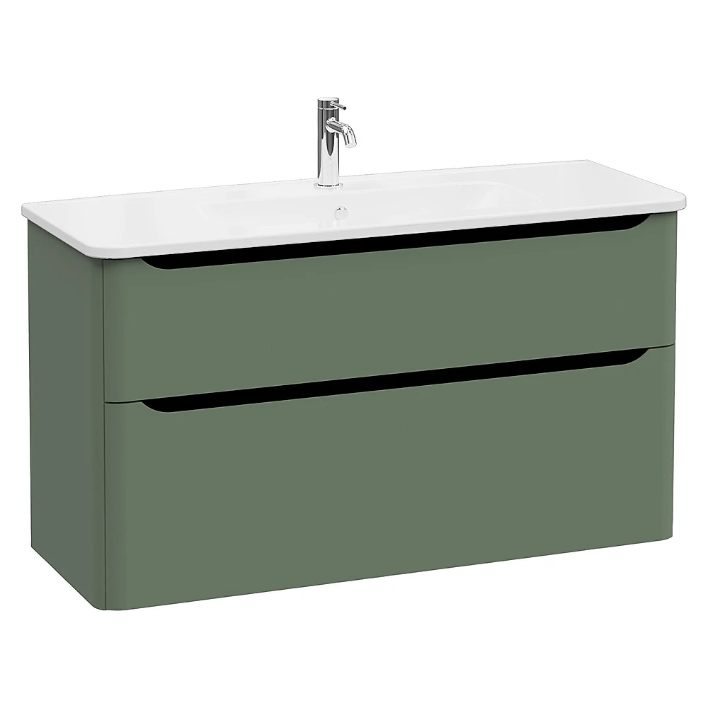 Vitra Integra Round 120 Cm Mat Yeşil İki Çekmeceli Lavabo Dolabı
