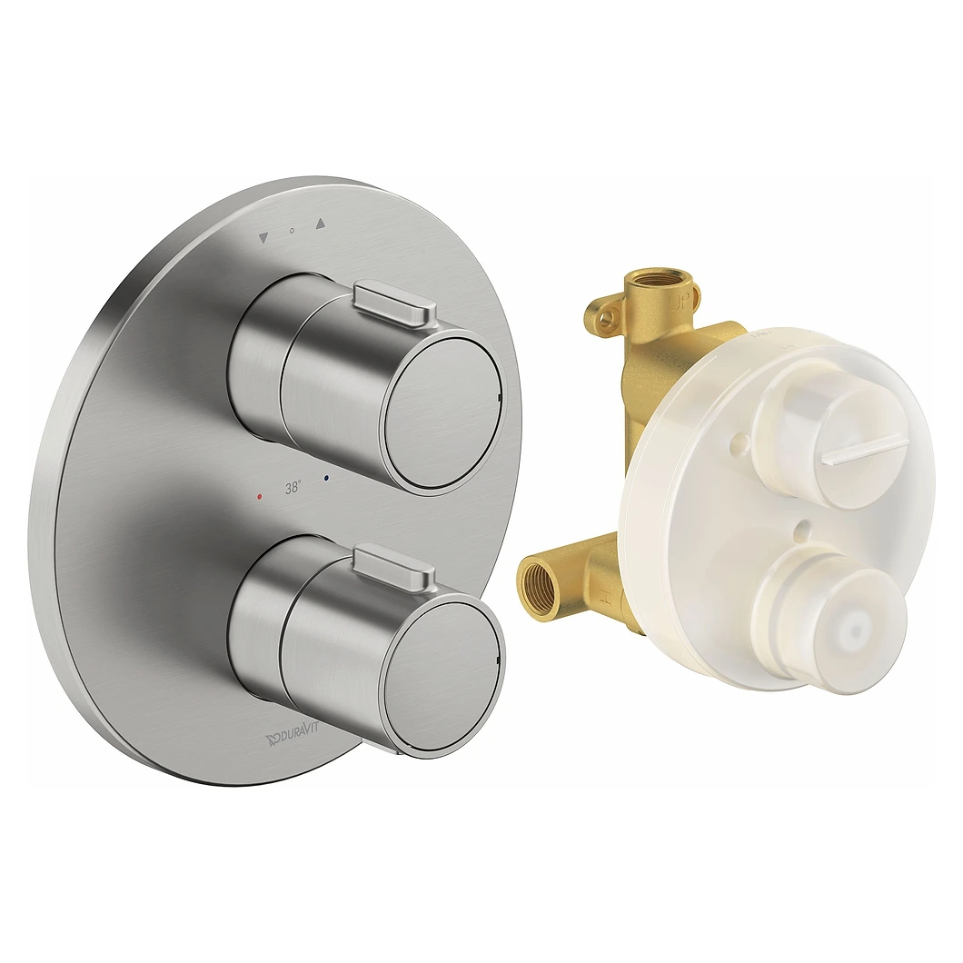 Duravit 2 Çıkışlı Çelik Termostatik Ankastre Batarya