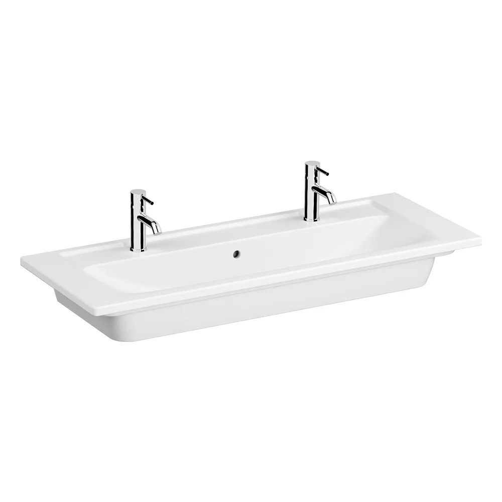 Vitra Integra 120x47 Cm Çift Delikli Beyaz Etajerli Lavabo
