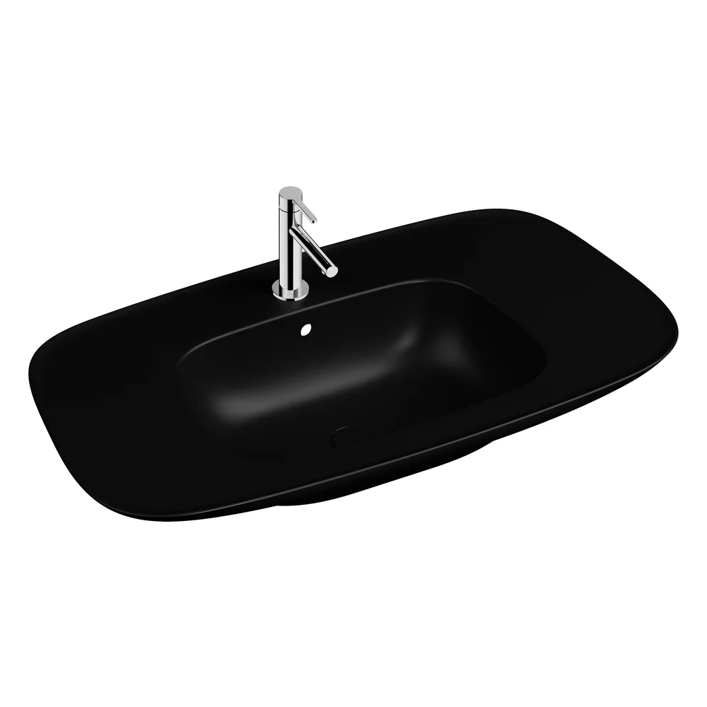 Vitra Plural 100 Cm Mat Siyah Etajerli Lavabo